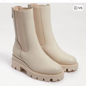 Sam Edelman Women's Genia Chelsea Boots Ivory Leather 6